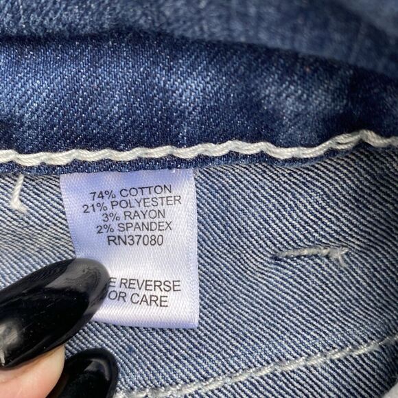 EST 1946 Denim Low Rise Crop Jeans Women’s 8 Whiskered Embellished Pocket 31x24 - Picture 7 of 8